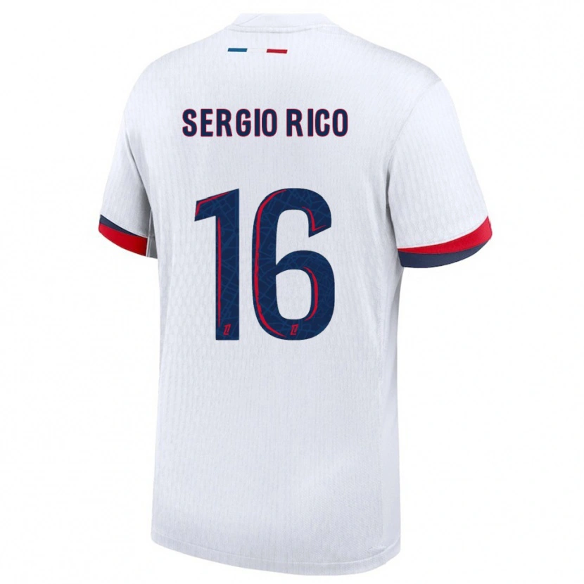 Danxen Mann Sergio Rico #16 Hvit Rød Bortetrøye Drakt Trøye 2025/26 Skjorter T-Skjorte