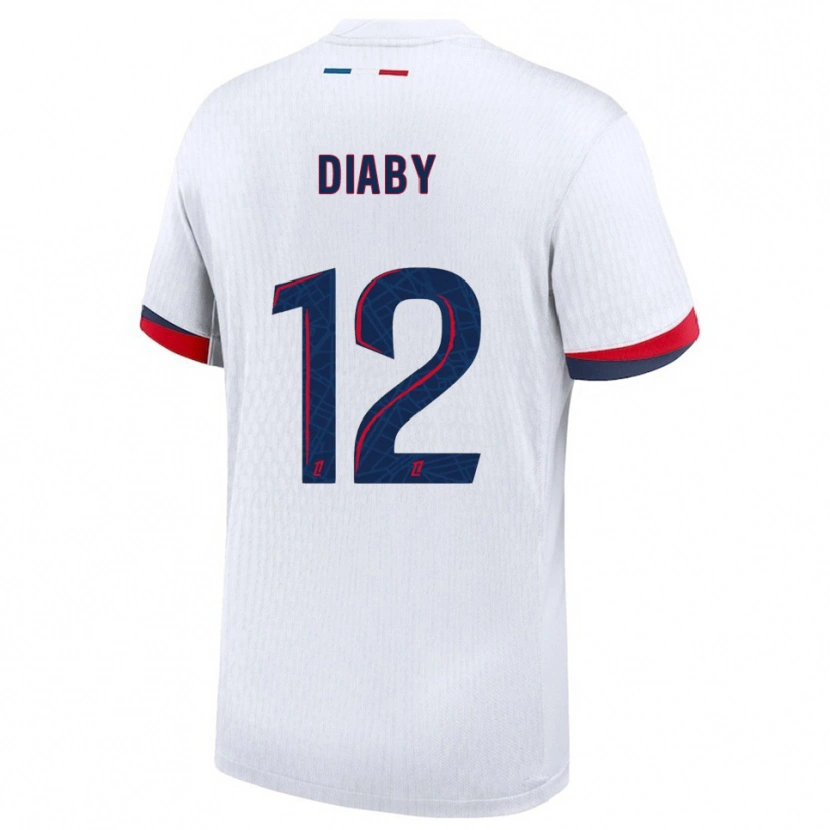 Danxen Mann Ibrahima Diaby #12 Hvit Rød Bortetrøye Drakt Trøye 2025/26 Skjorter T-Skjorte