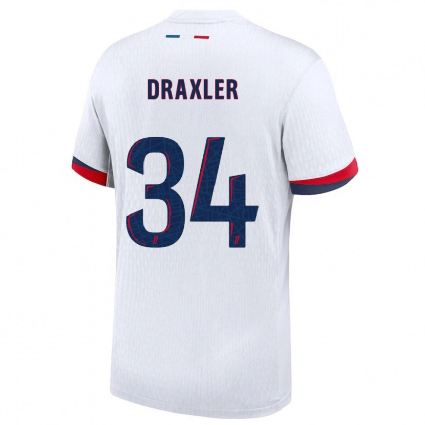 Danxen Mann Julian Draxler #34 Hvit Rød Bortetrøye Drakt Trøye 2025/26 Skjorter T-Skjorte