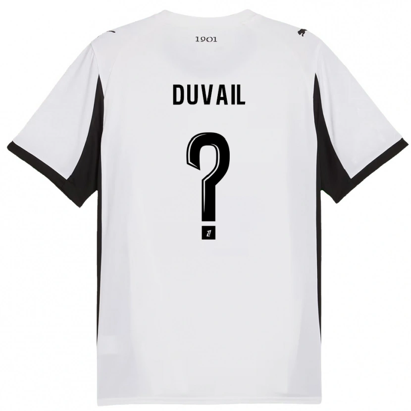 Danxen Mann Jules Duvail #0 Hvit Svart Bortetrøye Drakt Trøye 2025/26 Skjorter T-Skjorte