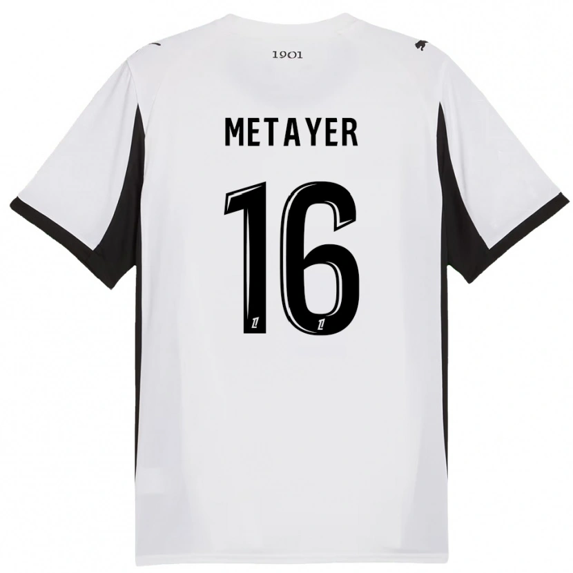 Danxen Mann Maxence Metayer #16 Hvit Svart Bortetrøye Drakt Trøye 2025/26 Skjorter T-Skjorte