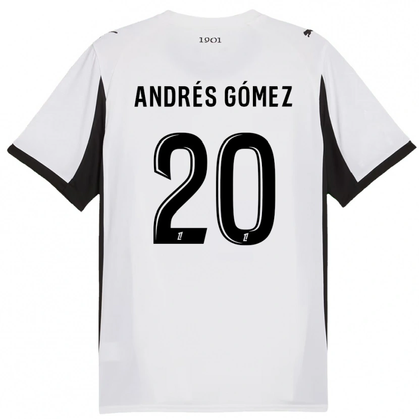 Danxen Mann Carlos Andrés Gómez #20 Hvit Svart Bortetrøye Drakt Trøye 2025/26 Skjorter T-Skjorte