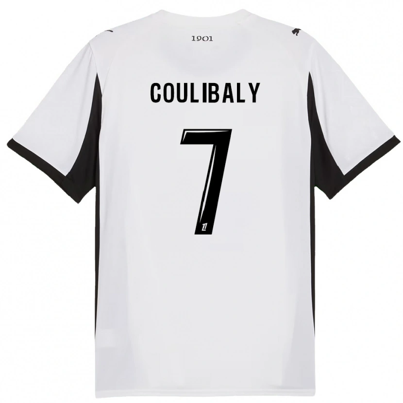 Danxen Mann Boukary Coulibaly #7 Hvit Svart Bortetrøye Drakt Trøye 2025/26 Skjorter T-Skjorte