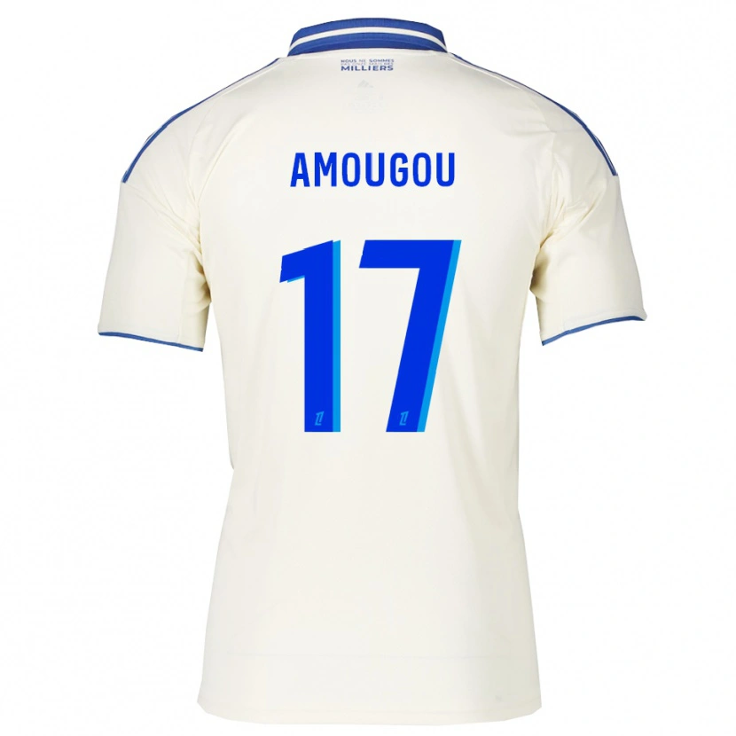 Danxen Mann Mathis Amougou #17 Champagne Blå Bortetrøye Drakt Trøye 2025/26 Skjorter T-Skjorte