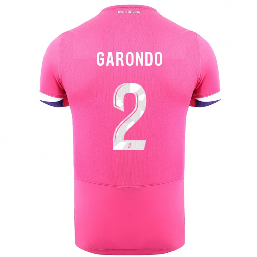 Danxen Mann Thibaud Garondo #2 Rosa Hvit Bortetrøye Drakt Trøye 2025/26 Skjorter T-Skjorte
