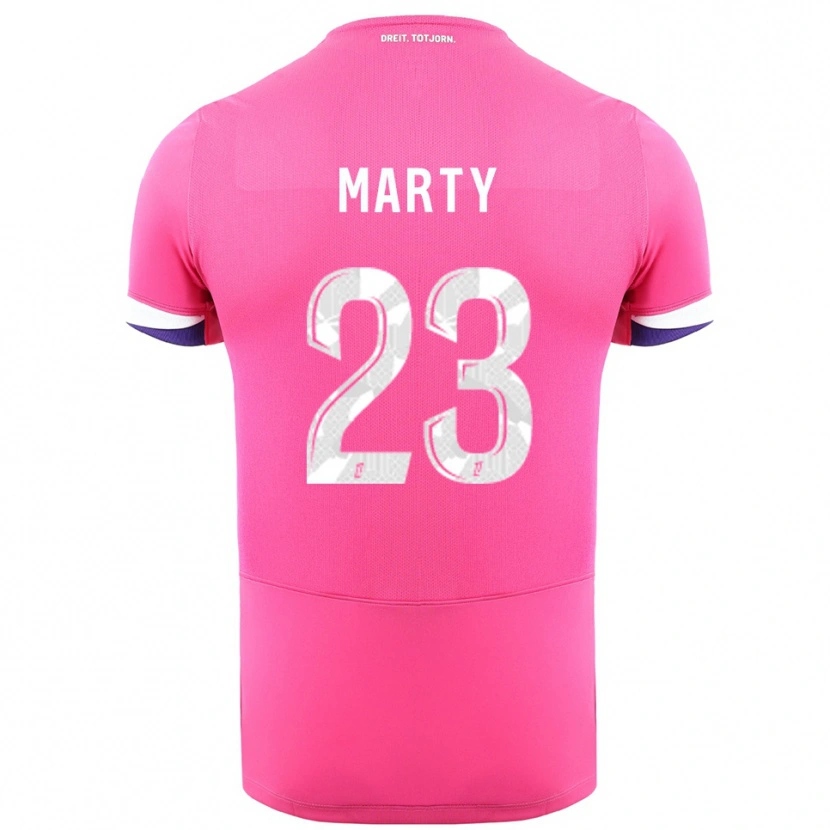 Danxen Mann Chloé Marty #23 Rosa Hvit Bortetrøye Drakt Trøye 2025/26 Skjorter T-Skjorte