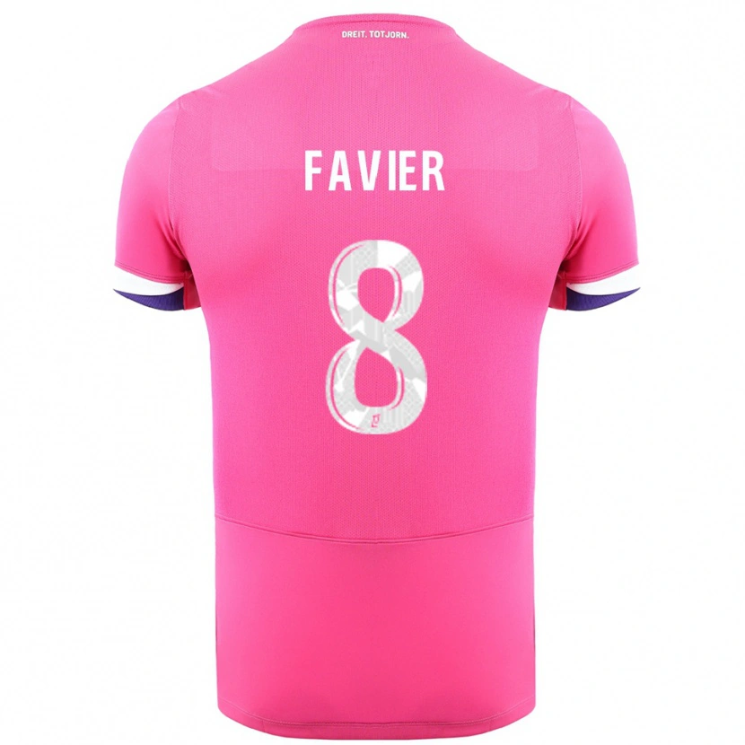 Danxen Mann Luca Favier #8 Rosa Hvit Bortetrøye Drakt Trøye 2025/26 Skjorter T-Skjorte