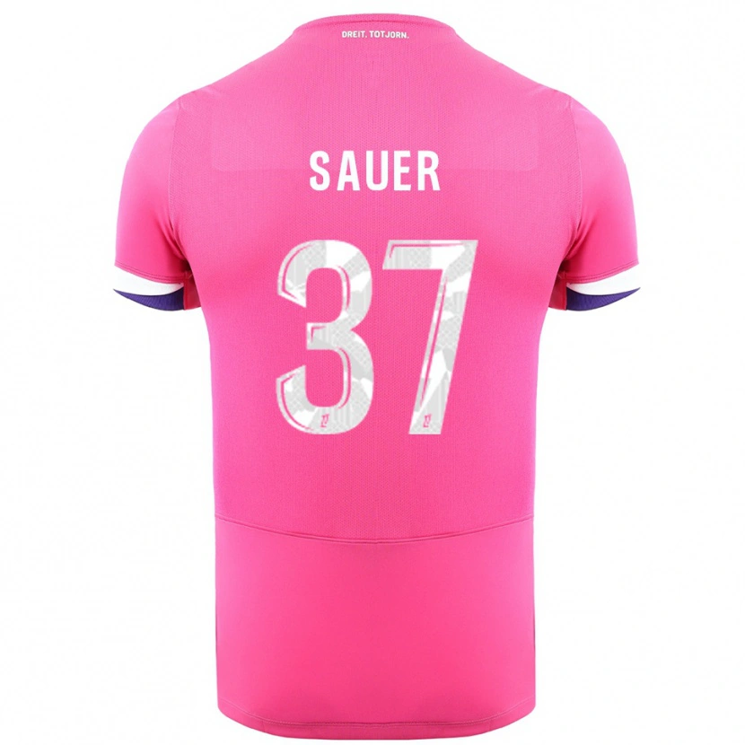 Danxen Mann Mario Sauer #37 Rosa Hvit Bortetrøye Drakt Trøye 2025/26 Skjorter T-Skjorte