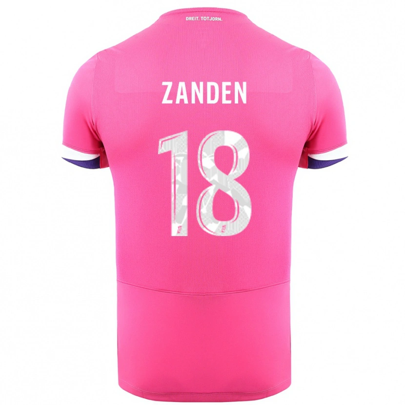 Danxen Mann Oliver Zandén #18 Rosa Hvit Bortetrøye Drakt Trøye 2025/26 Skjorter T-Skjorte