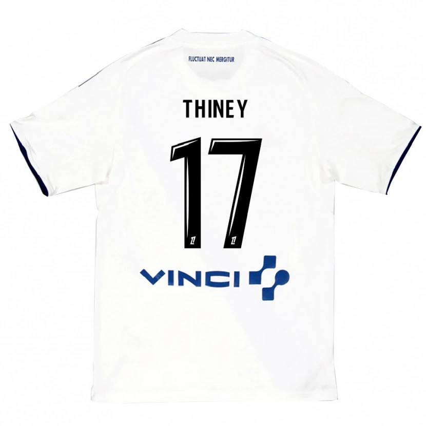 Danxen Mann Gaëtane Thiney #17 Hvit Blå Bortetrøye Drakt Trøye 2025/26 Skjorter T-Skjorte