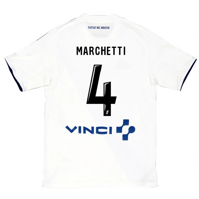 Danxen Mann Vincent Marchetti #4 Hvit Blå Bortetrøye Drakt Trøye 2025/26 Skjorter T-Skjorte