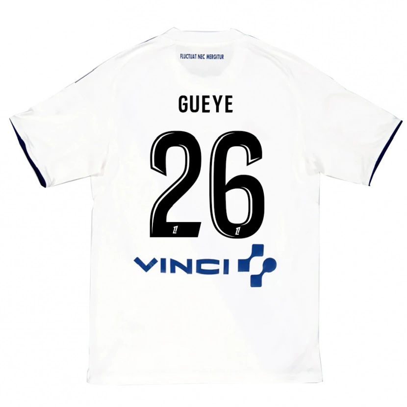 Danxen Mann Lamine Gueye #26 Hvit Blå Bortetrøye Drakt Trøye 2025/26 Skjorter T-Skjorte