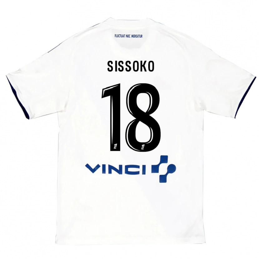 Danxen Mann Omar Sissoko #18 Hvit Blå Bortetrøye Drakt Trøye 2025/26 Skjorter T-Skjorte