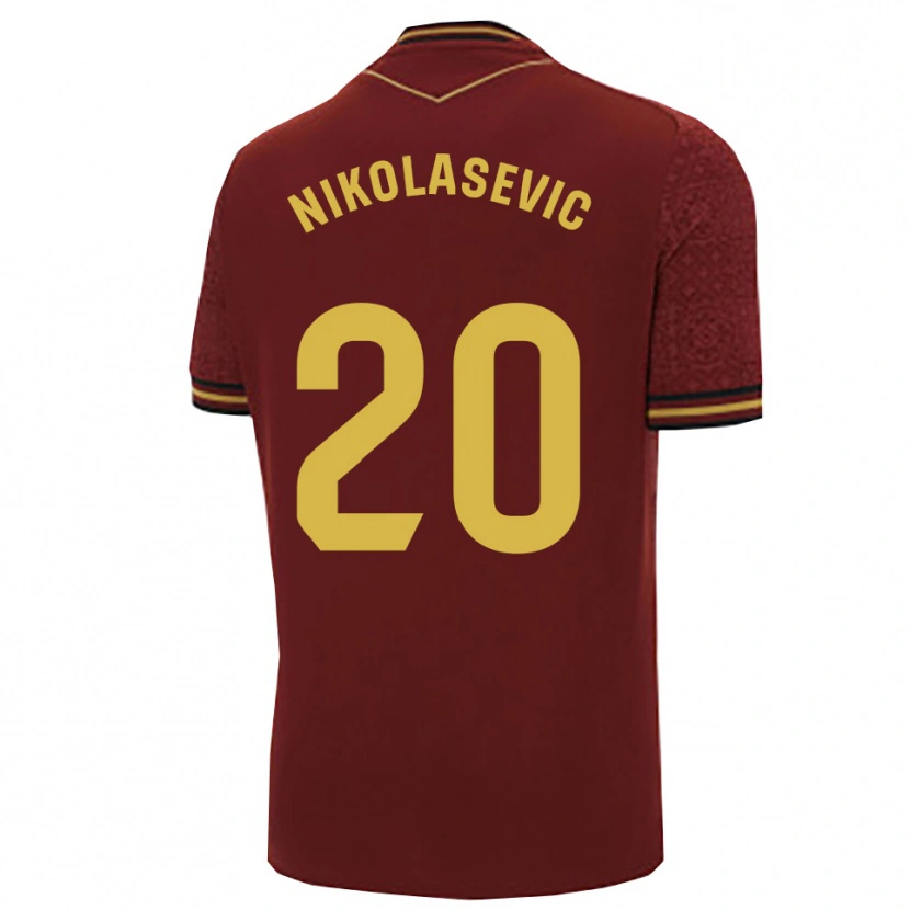 Danxen Mann Mirko Nikolasevic #20 Burgunder Gull Bortetrøye Drakt Trøye 2025/26 Skjorter T-Skjorte