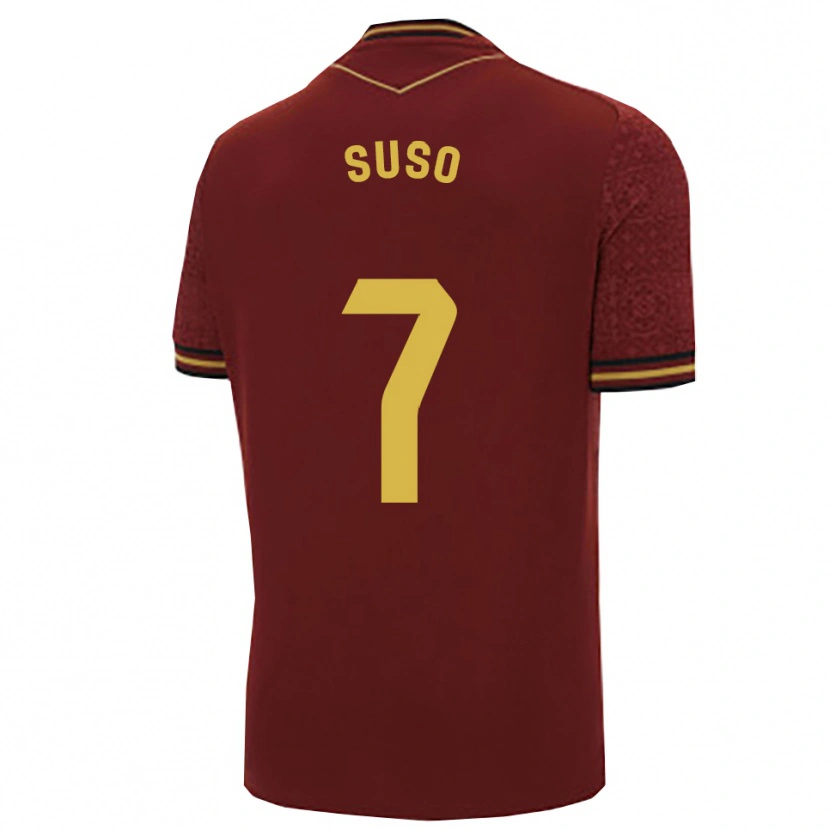 Danxen Mann Suso #7 Burgunder Gull Bortetrøye Drakt Trøye 2025/26 Skjorter T-Skjorte