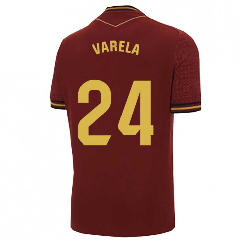 Danxen Mann Brandon Varela #24 Burgunder Gull Bortetrøye Drakt Trøye 2025/26 Skjorter T-Skjorte