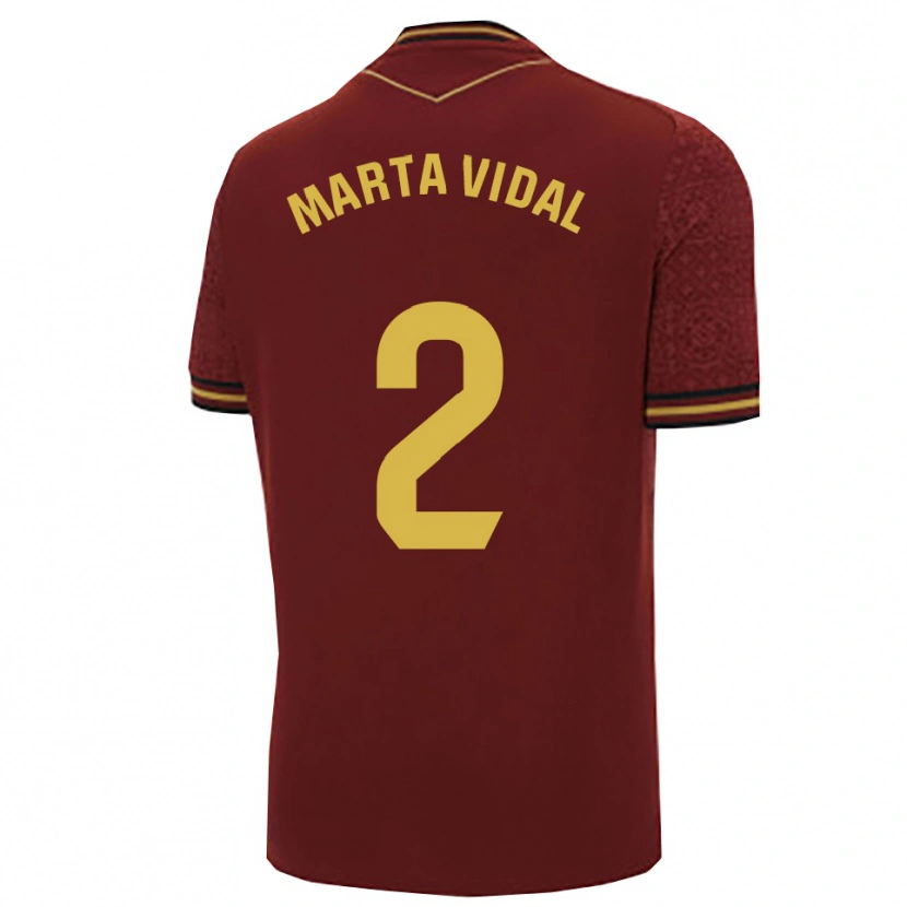 Danxen Mann Marta Vidal Vela #2 Burgunder Gull Bortetrøye Drakt Trøye 2025/26 Skjorter T-Skjorte
