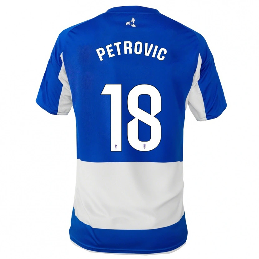 Danxen Mann Njegos Petrovic #18 Blå Hvit Bortetrøye Drakt Trøye 2025/26 Skjorter T-Skjorte