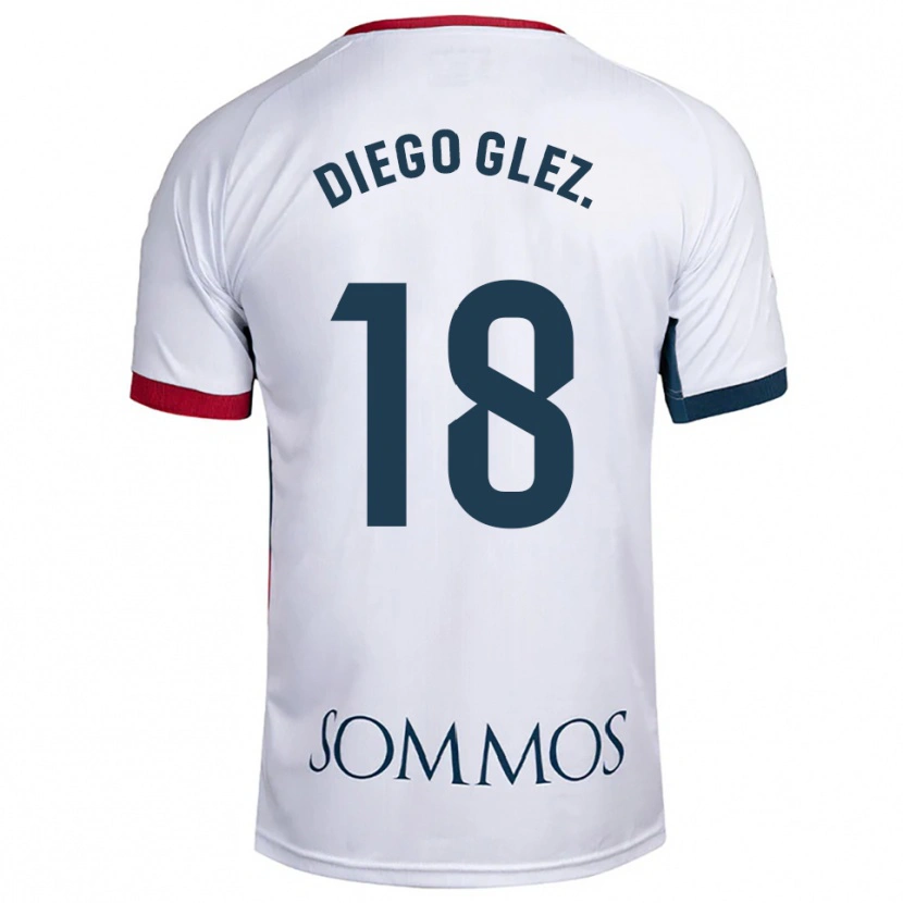 Danxen Mann Diego González #18 Hvit Rød Bortetrøye Drakt Trøye 2025/26 Skjorter T-Skjorte