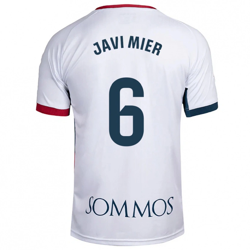 Danxen Mann Javi Mier #6 Hvit Rød Bortetrøye Drakt Trøye 2025/26 Skjorter T-Skjorte