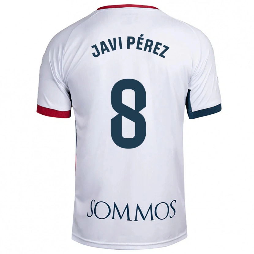 Danxen Mann Javi Pérez #8 Hvit Rød Bortetrøye Drakt Trøye 2025/26 Skjorter T-Skjorte