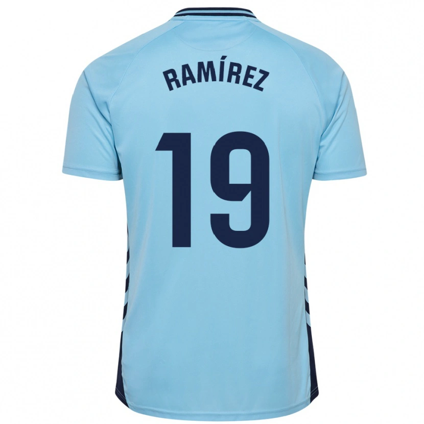 Danxen Mann Sandro Ramírez #19 Lyseblå Bortetrøye Drakt Trøye 2025/26 Skjorter T-Skjorte