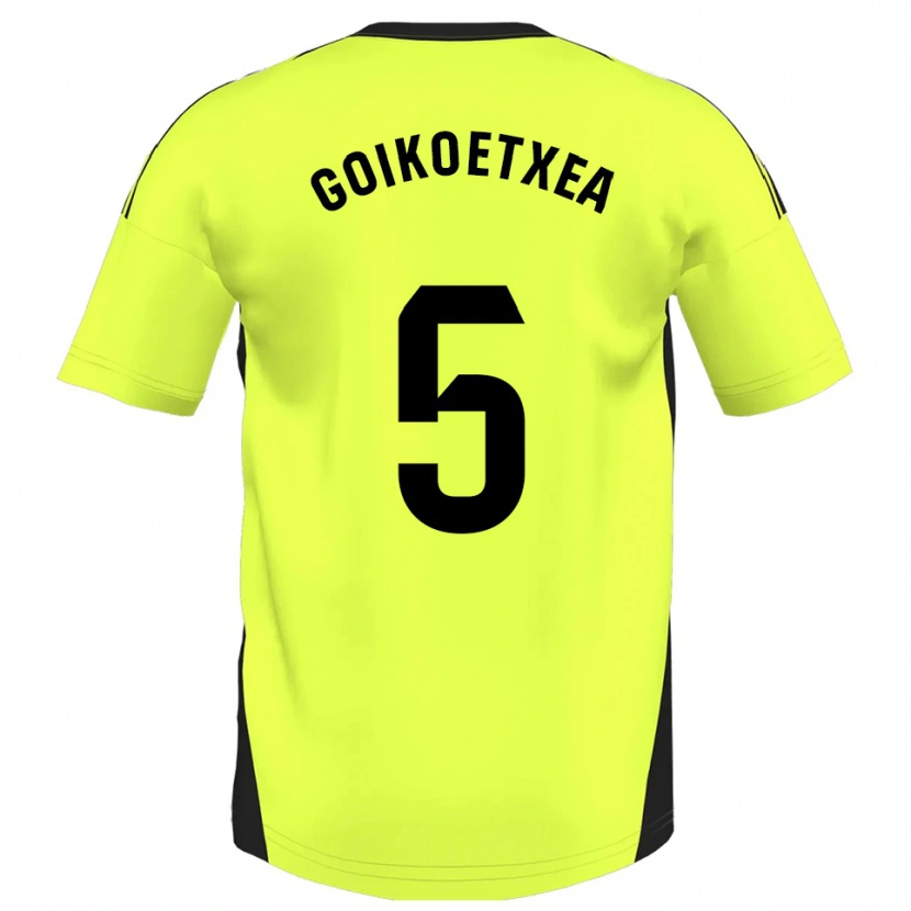 Danxen Mann Imanol Goikoetxea #5 Fluorescerende Gul Bortetrøye Drakt Trøye 2025/26 Skjorter T-Skjorte