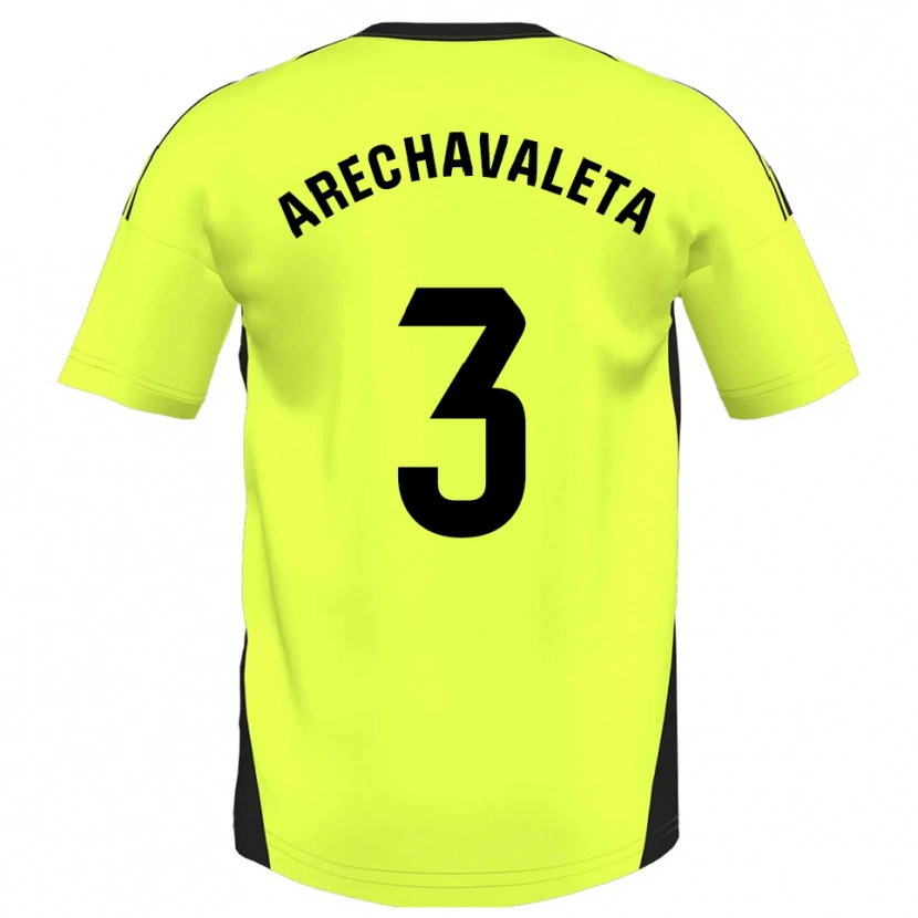 Danxen Mann Jorge Arechavaleta #3 Fluorescerende Gul Bortetrøye Drakt Trøye 2025/26 Skjorter T-Skjorte