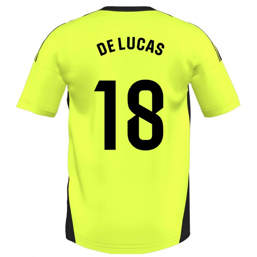 Danxen Mann Alejandro De Lucas #18 Fluorescerende Gul Bortetrøye Drakt Trøye 2025/26 Skjorter T-Skjorte