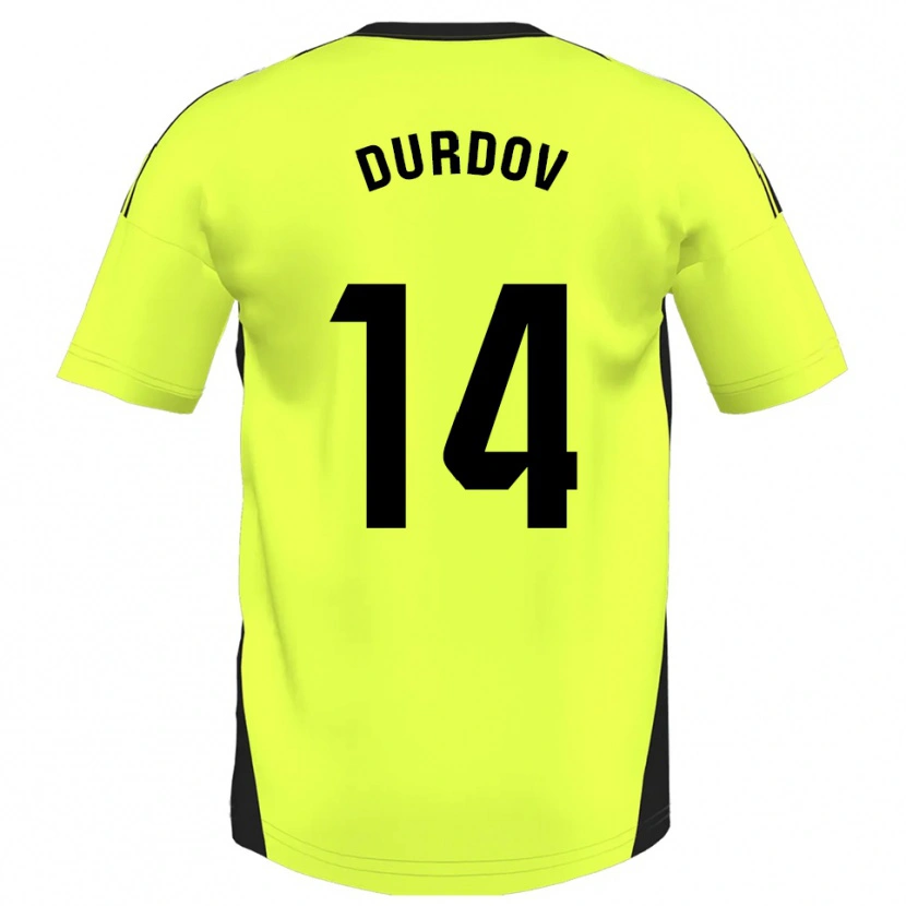 Danxen Mann Ivan Durdov #14 Fluorescerende Gul Bortetrøye Drakt Trøye 2025/26 Skjorter T-Skjorte