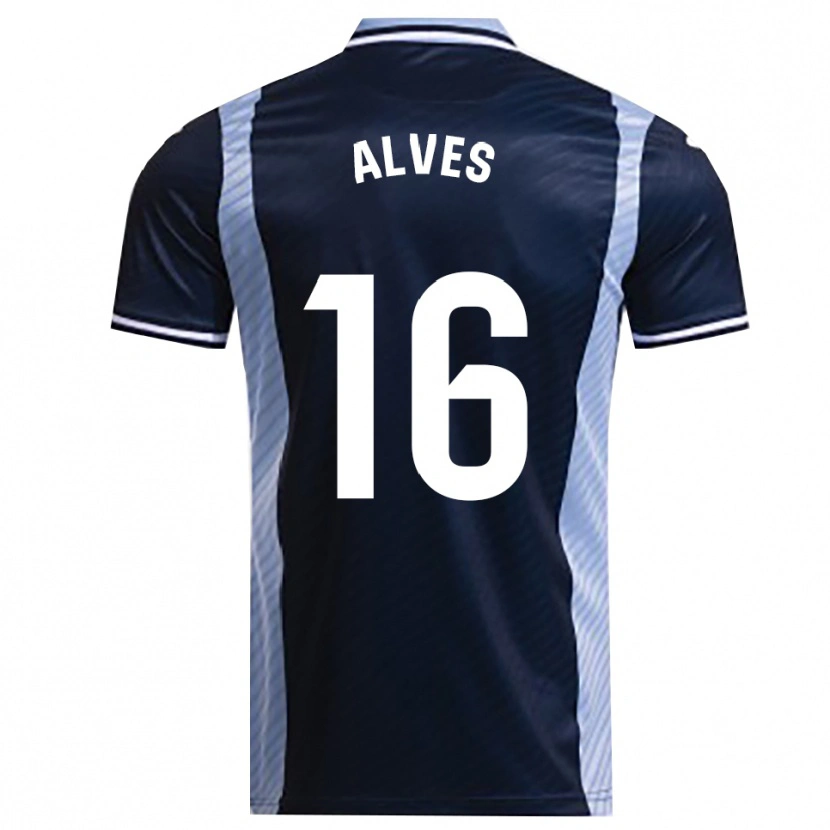 Danxen Mann Rubén Alves #16 Marineblå Lyseblå Bortetrøye Drakt Trøye 2025/26 Skjorter T-Skjorte