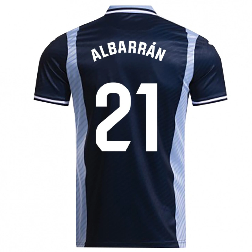 Danxen Mann Carlos Albarrán #21 Marineblå Lyseblå Bortetrøye Drakt Trøye 2025/26 Skjorter T-Skjorte
