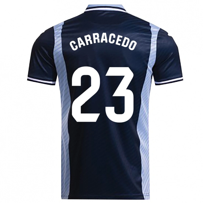 Danxen Mann Cristian Carracedo #23 Marineblå Lyseblå Bortetrøye Drakt Trøye 2025/26 Skjorter T-Skjorte