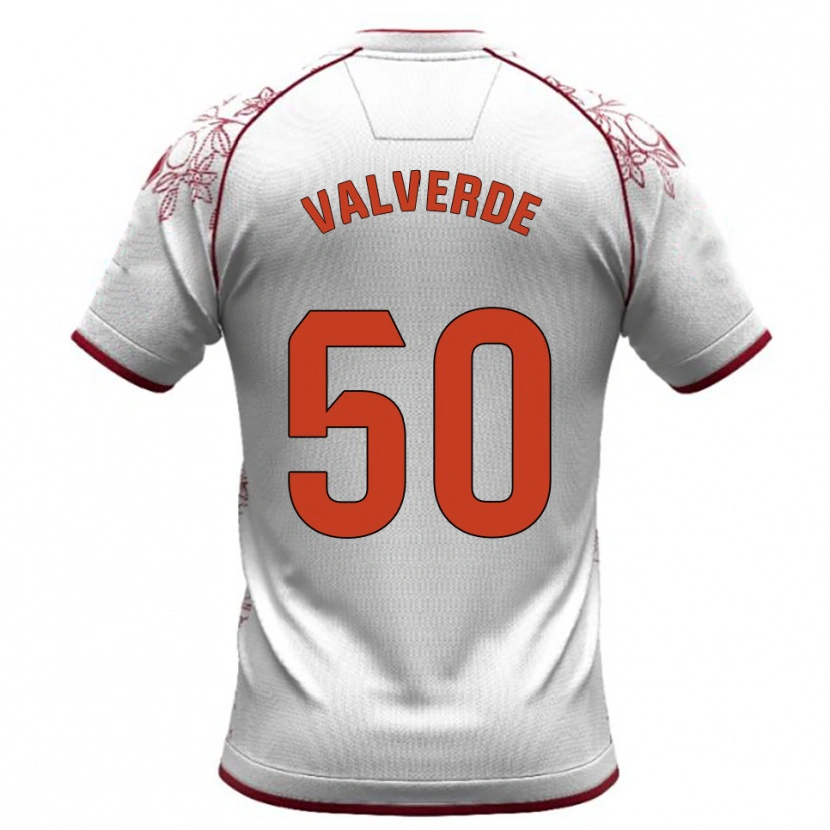 Danxen Mann Jorge Valverde #50 Hvit Burgunder Bortetrøye Drakt Trøye 2025/26 Skjorter T-Skjorte