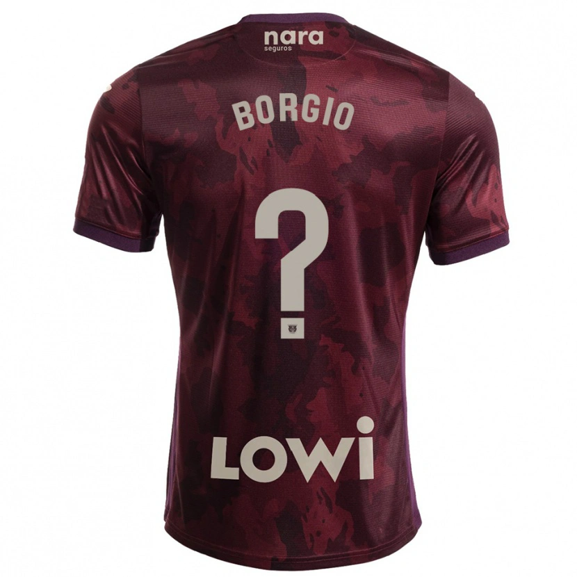 Danxen Mann Íñigo Borgio #0 Burgunder Hvit Bortetrøye Drakt Trøye 2025/26 Skjorter T-Skjorte