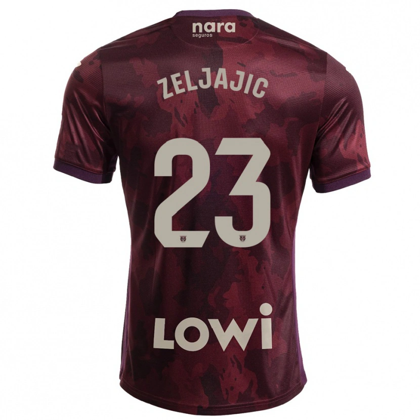 Danxen Mann Stanislav Zeljajic #23 Burgunder Hvit Bortetrøye Drakt Trøye 2025/26 Skjorter T-Skjorte