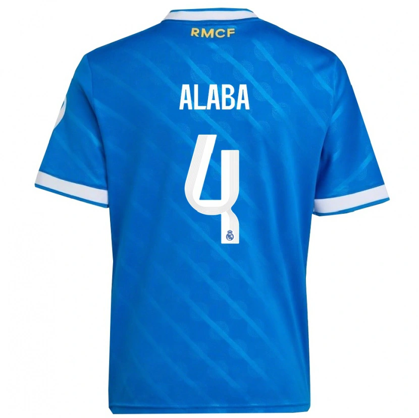 Danxen Mann David Alaba #4 Blå Hvit Tredje Sett Drakt Trøye 2025/26 Skjorter T-Skjorte