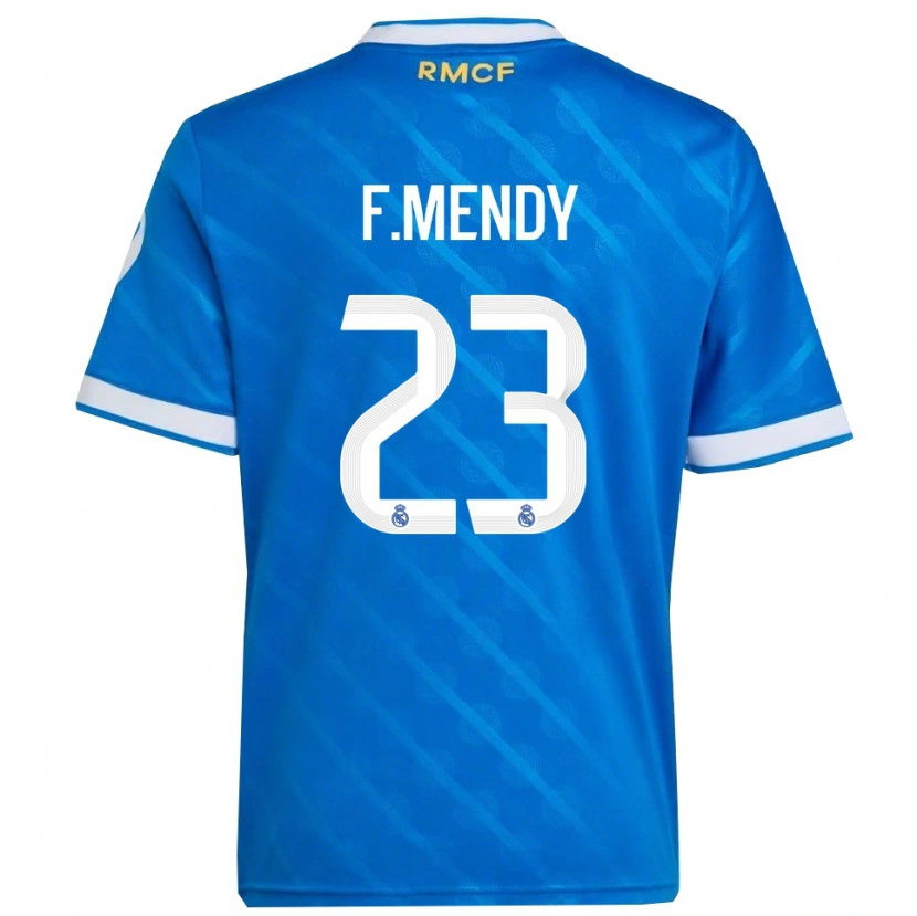 Danxen Mann Ferland Mendy #23 Blå Hvit Tredje Sett Drakt Trøye 2025/26 Skjorter T-Skjorte