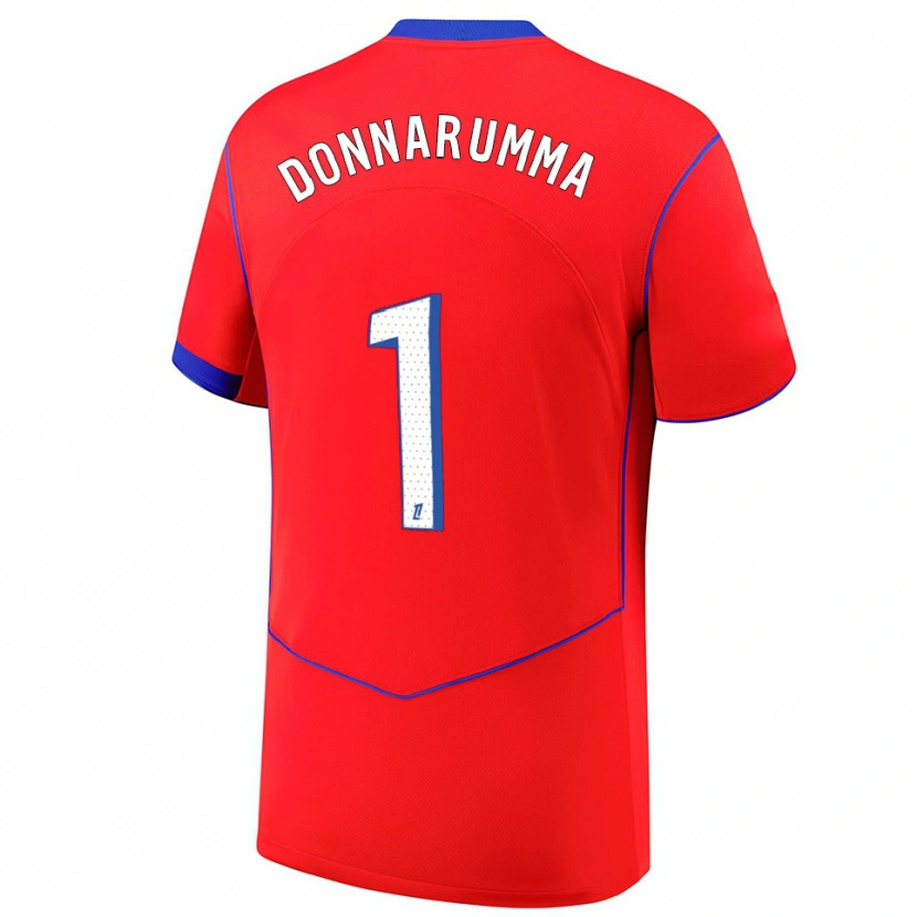 Danxen Mann Gianluigi Donnarumma #1 Rød Blå Hvit Tredje Sett Drakt Trøye 2025/26 Skjorter T-Skjorte