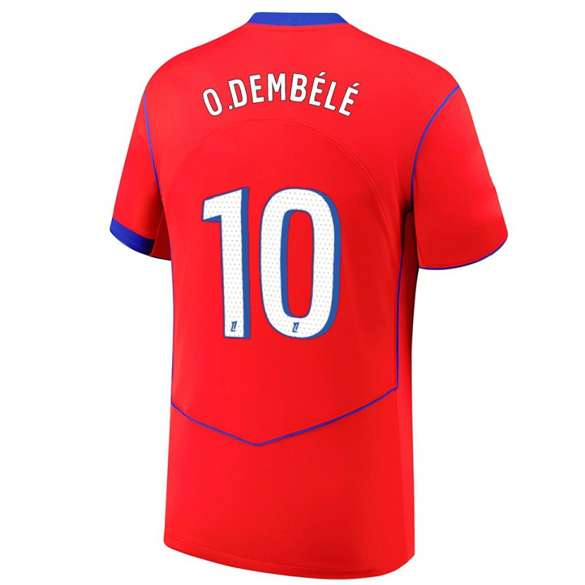Danxen Mann Ousmane Dembélé #10 Rød Blå Hvit Tredje Sett Drakt Trøye 2025/26 Skjorter T-Skjorte