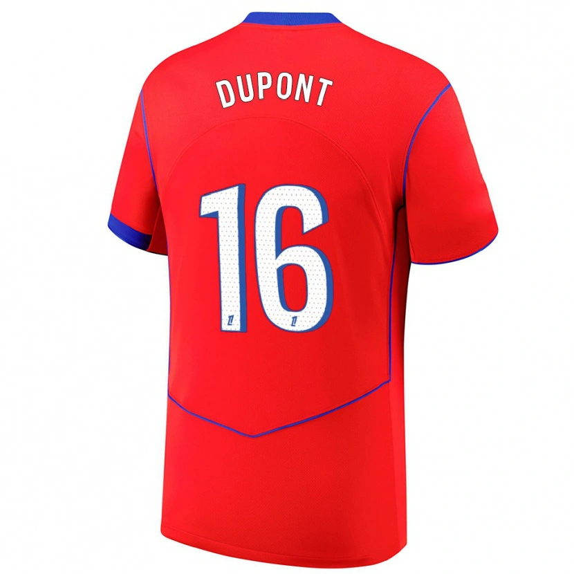 Danxen Mann Raphaël Dupont #16 Rød Blå Hvit Tredje Sett Drakt Trøye 2025/26 Skjorter T-Skjorte