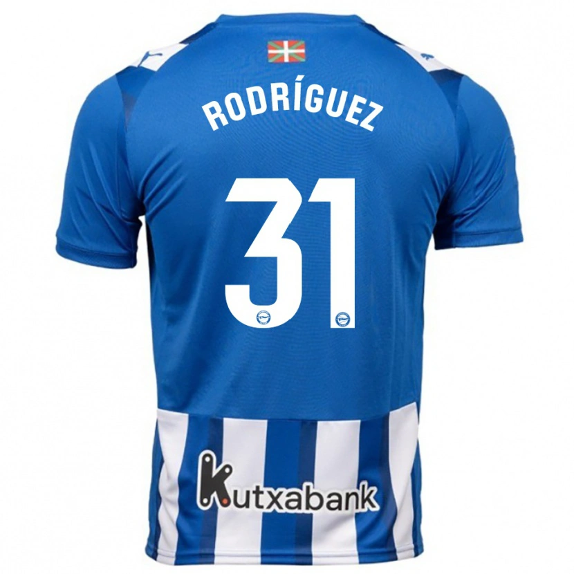 Danxen Dame Adrián Rodríguez #31 Blå Hvit Hjemmetrøye Drakt Trøye 2025/26 Skjorter T-Skjorte