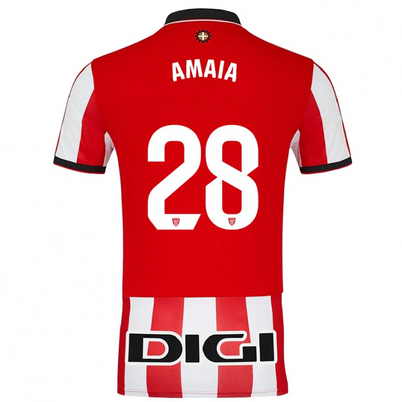 Danxen Dame Amaia Martinez De La Peña #28 Rød Hvit Hjemmetrøye Drakt Trøye 2025/26 Skjorter T-Skjorte