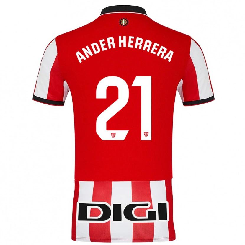 Danxen Dame Ander Herrera #21 Rød Hvit Hjemmetrøye Drakt Trøye 2025/26 Skjorter T-Skjorte