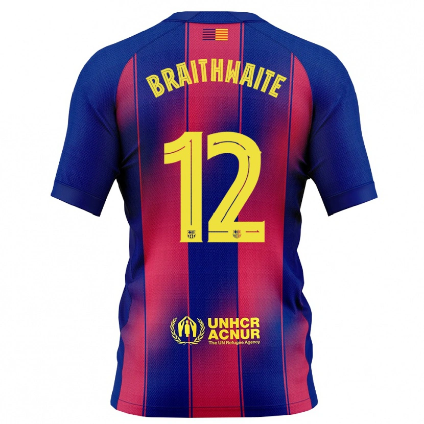 Danxen Dame Martin Braithwaite #12 Blå Rød Hjemmetrøye Drakt Trøye 2025/26 Skjorter T-Skjorte