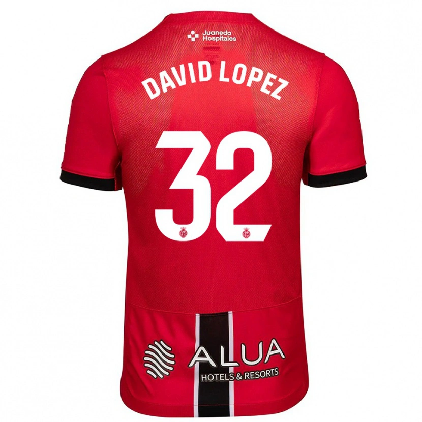 Danxen Dame David López #32 Rød Svart Hjemmetrøye Drakt Trøye 2025/26 Skjorter T-Skjorte