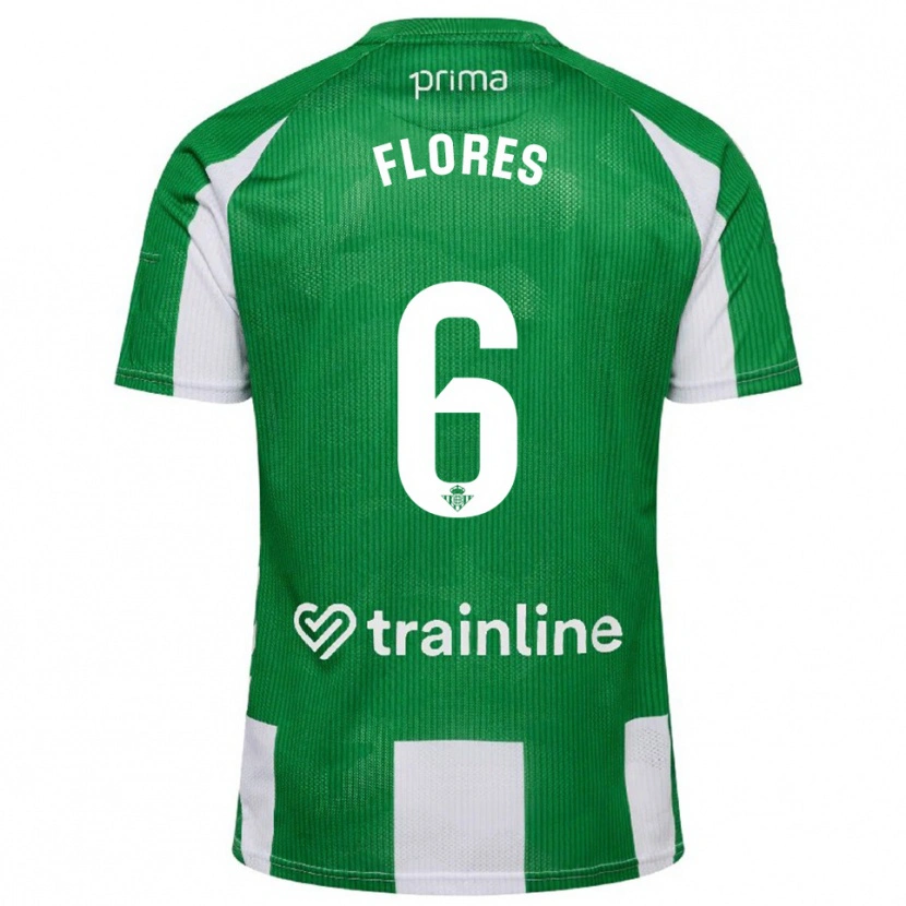 Danxen Dame Mateo Flores #6 Grønn Hvit Hjemmetrøye Drakt Trøye 2025/26 Skjorter T-Skjorte