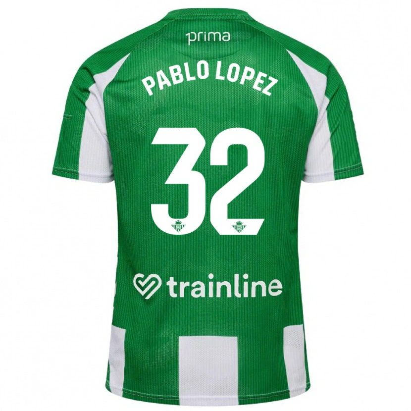 Danxen Dame Pablo López #32 Grønn Hvit Hjemmetrøye Drakt Trøye 2025/26 Skjorter T-Skjorte