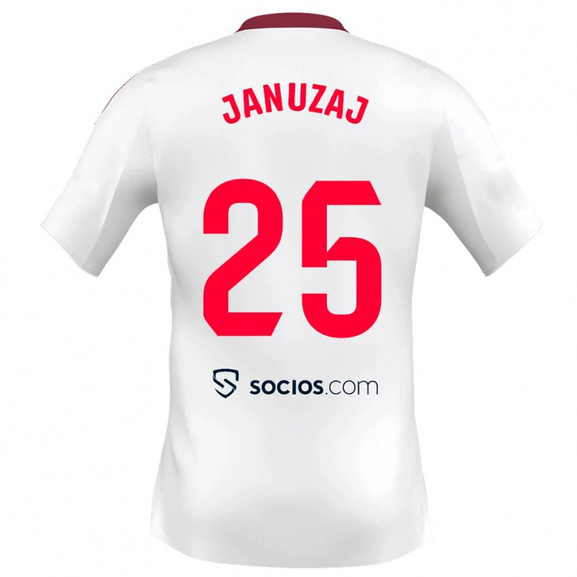 Danxen Dame Adnan Januzaj #25 Hvit Rød Hjemmetrøye Drakt Trøye 2025/26 Skjorter T-Skjorte