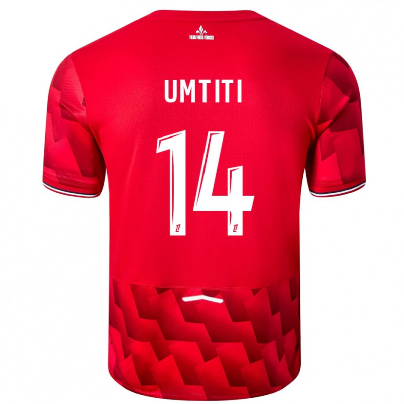 Danxen Dame Samuel Umtiti #14 Rød Hvit Hjemmetrøye Drakt Trøye 2025/26 Skjorter T-Skjorte